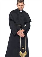 Catholic priest, costume robe, belt, cape